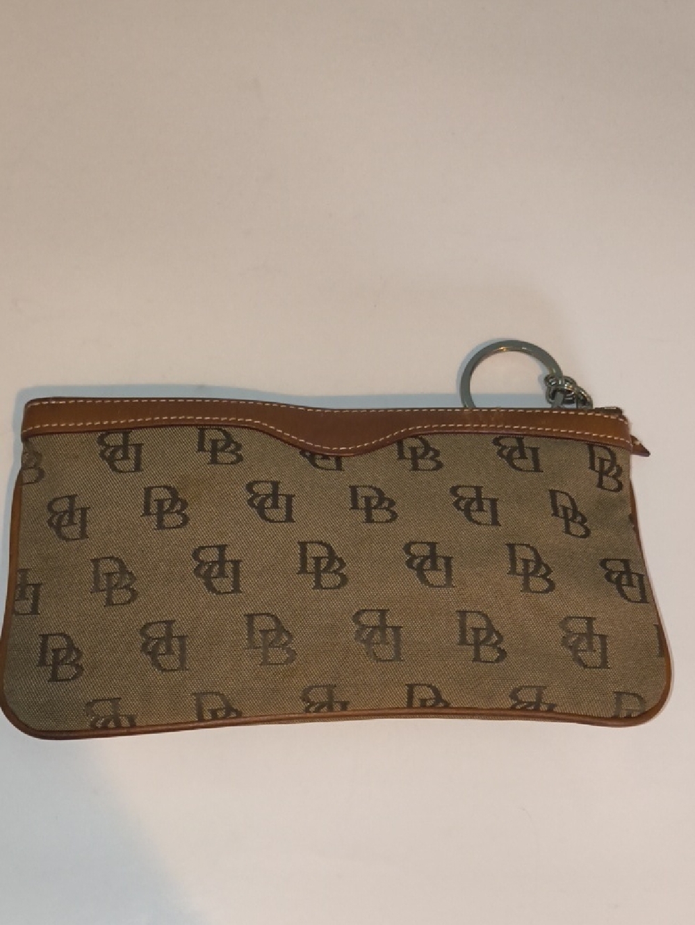 DB Pattern Brown Canvas Wristlet Pouch